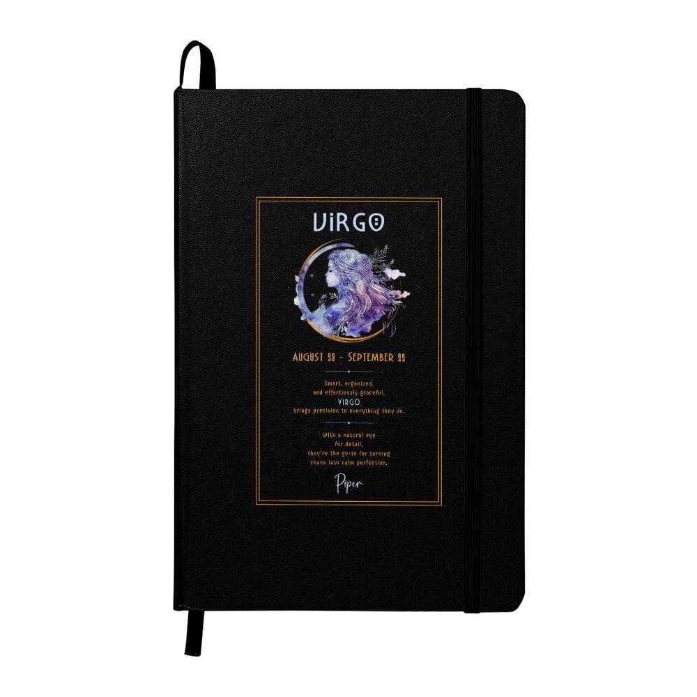 Sleek and stylish Virgo zodiac notebook with a customizable name section and high-quality craftsmanship