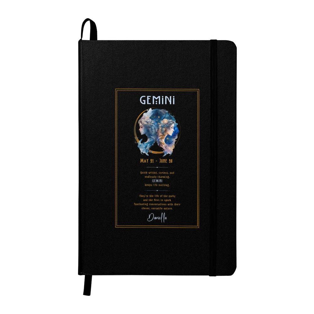 Beautiful Gemini zodiac journal showcasing creative and kind traits, with customizable personalization for astrology enthusiasts