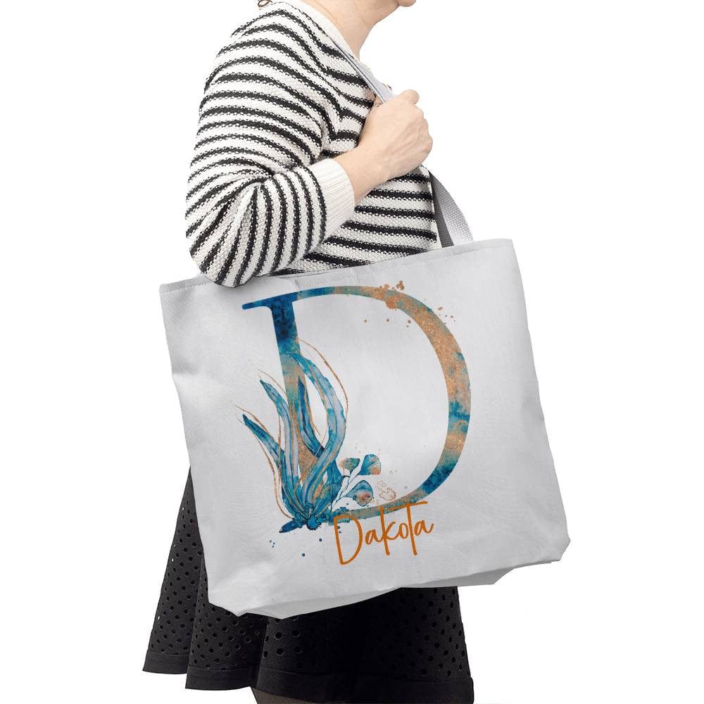 PERSONALIZABLE TOTE BAG | MONOGRAM - D | PERFECT GIFT for SISTER, MOM, BFF