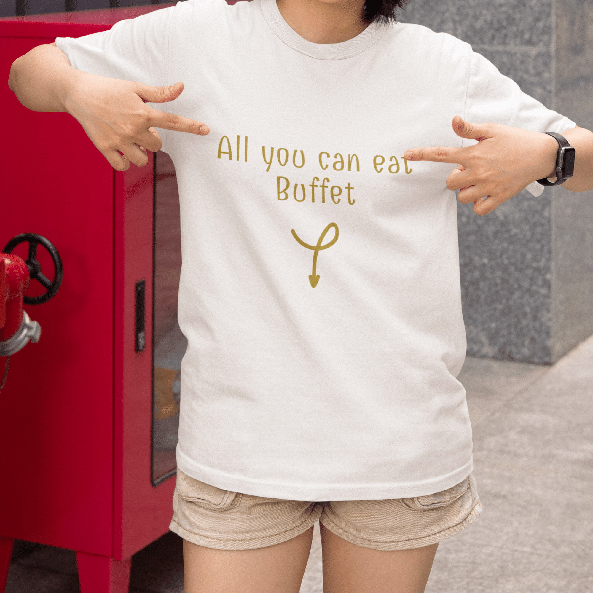 ALL YOU CAN EAT BUFFET | NAUGHTY | Unisex T-SHIRT | Gold Print