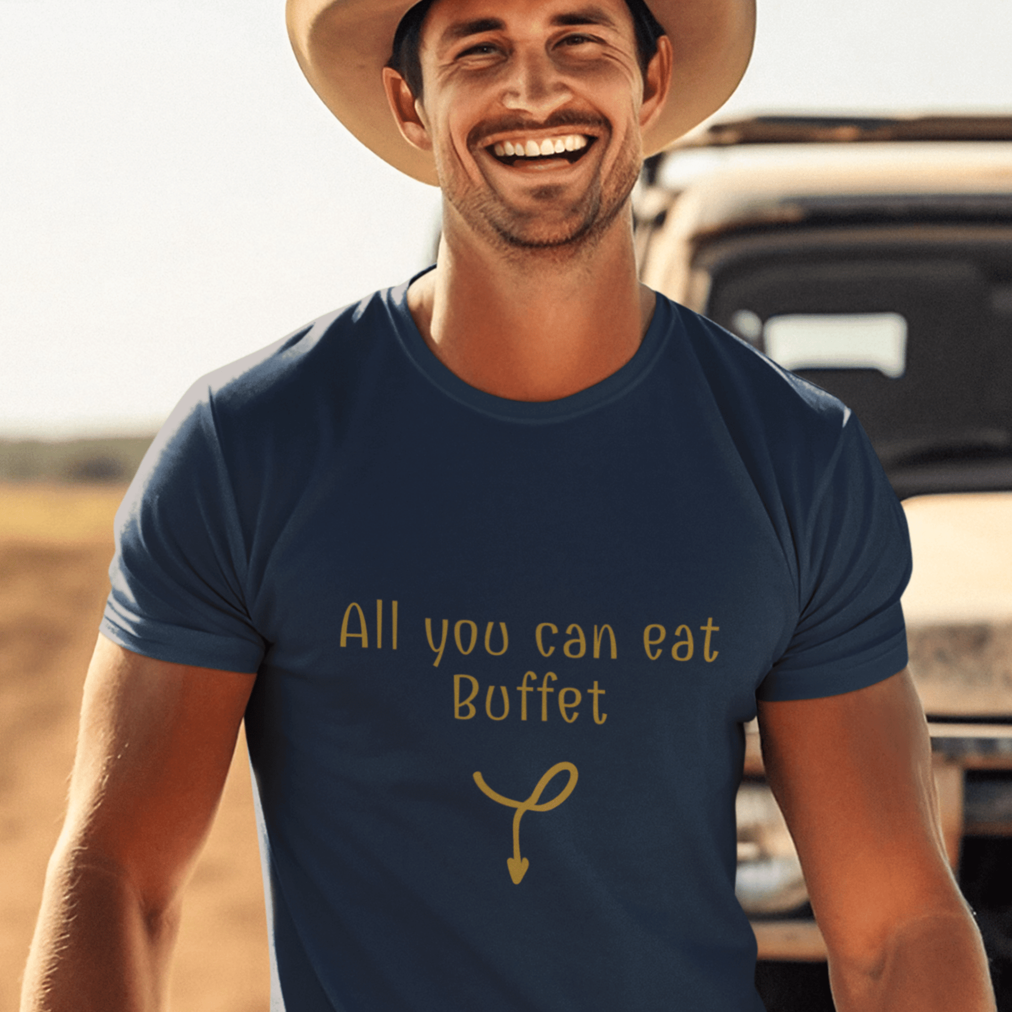 ALL YOU CAN EAT BUFFET | NAUGHTY | Unisex T-SHIRT | Gold Print