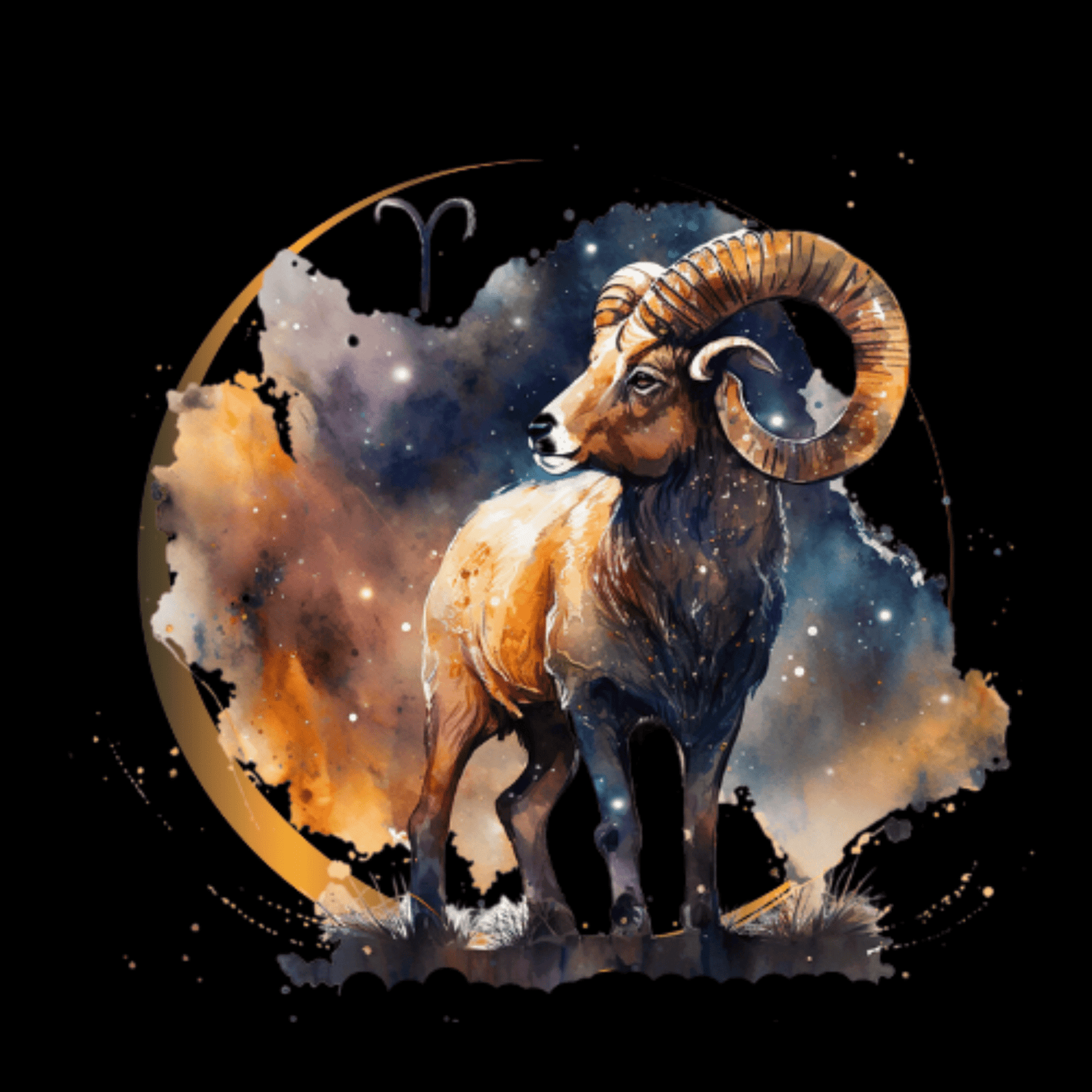 Aries zodiac journal featuring a cosmic Ram design with a personalized name option and an adventurous personality description