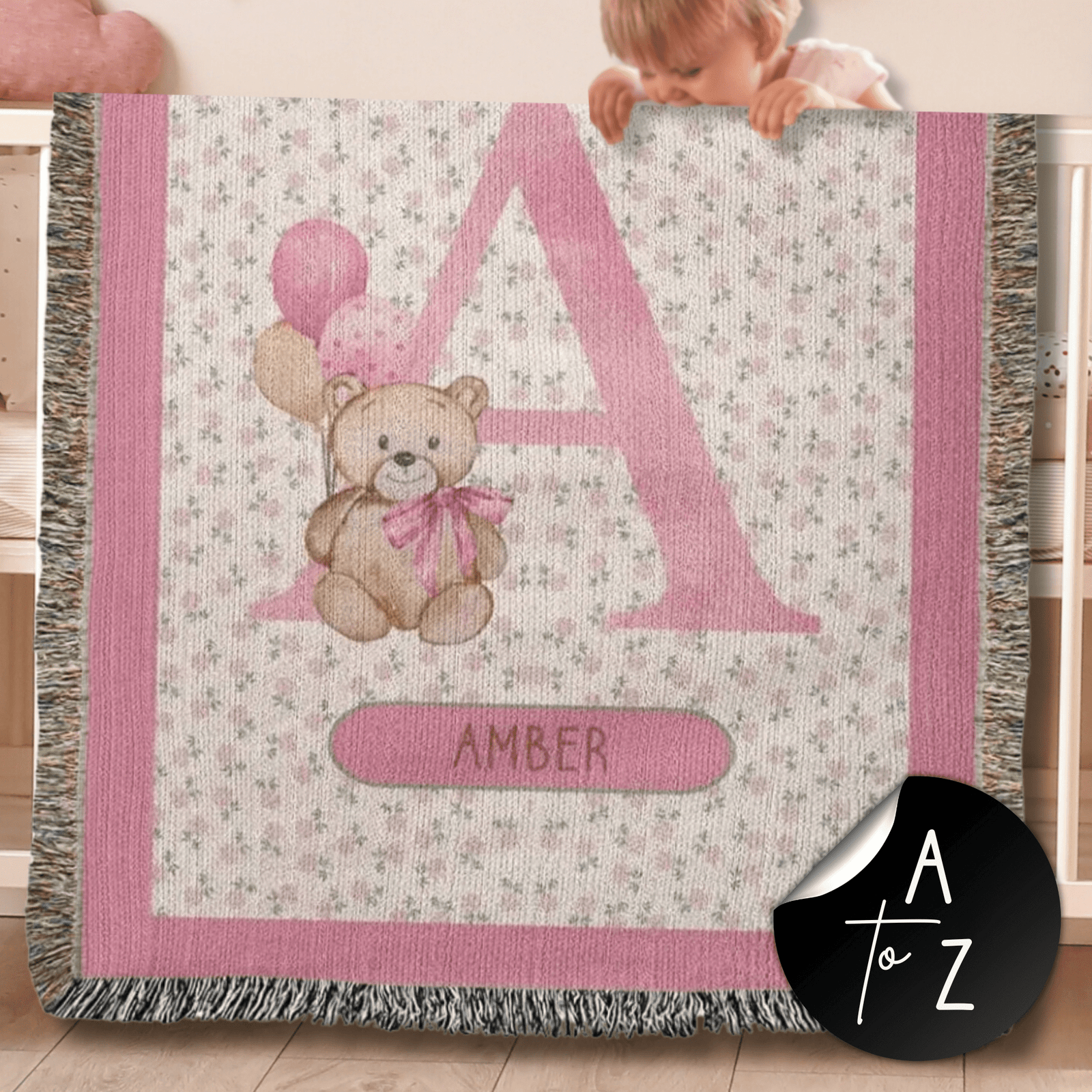 Personalizable A to Z Quality HEIRLOOM BLANKET for little Girl.  Perfect gift for Daughter or Granddaughter.