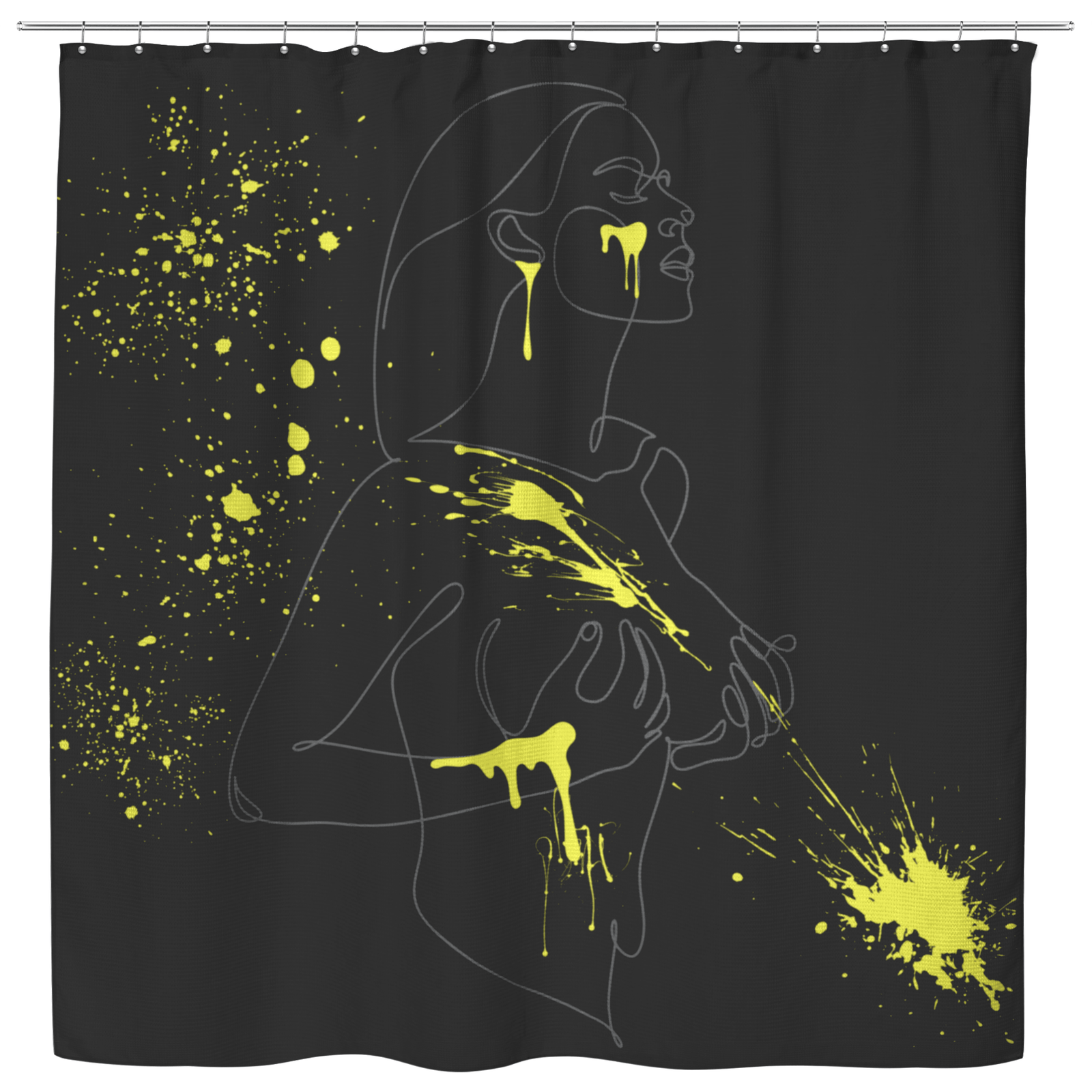 SUBTLE EROTICA - FLUIDITY | 18+ | SHOWER CURTAIN with Yellow Accents