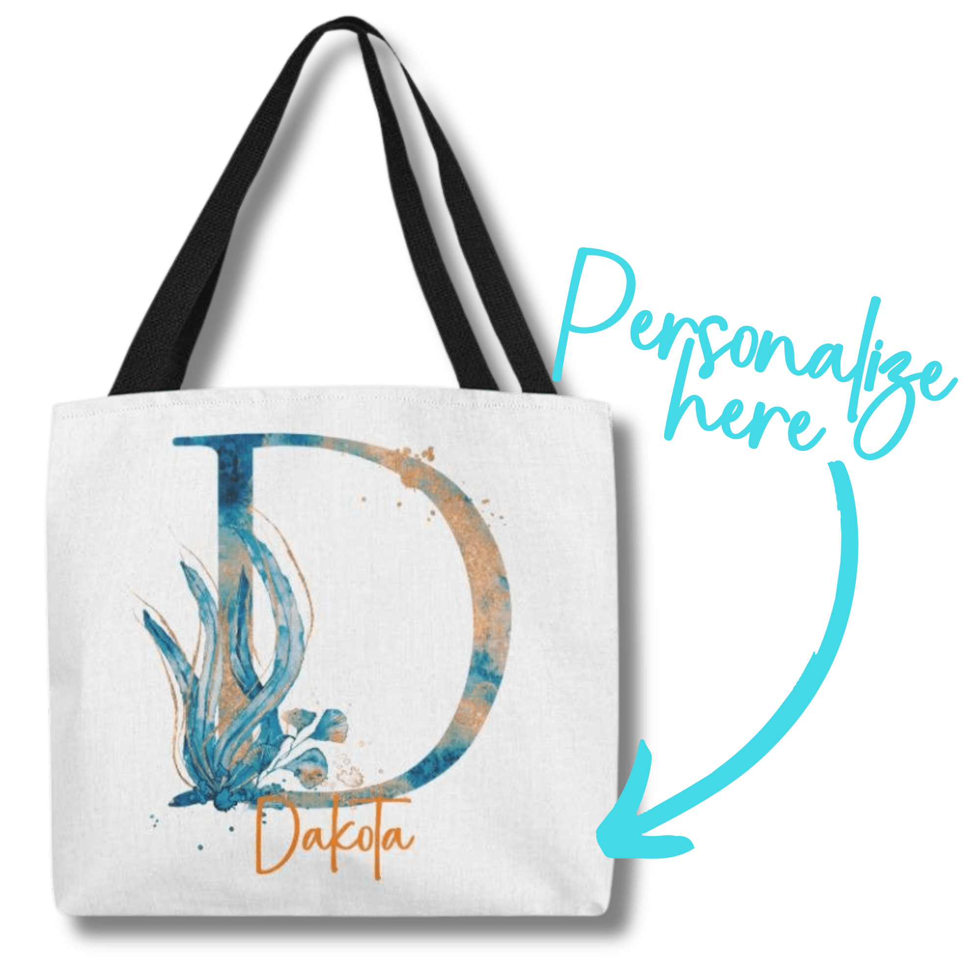 PERSONALIZABLE TOTE BAG | MONOGRAM - D | PERFECT GIFT for SISTER, MOM, BFF
