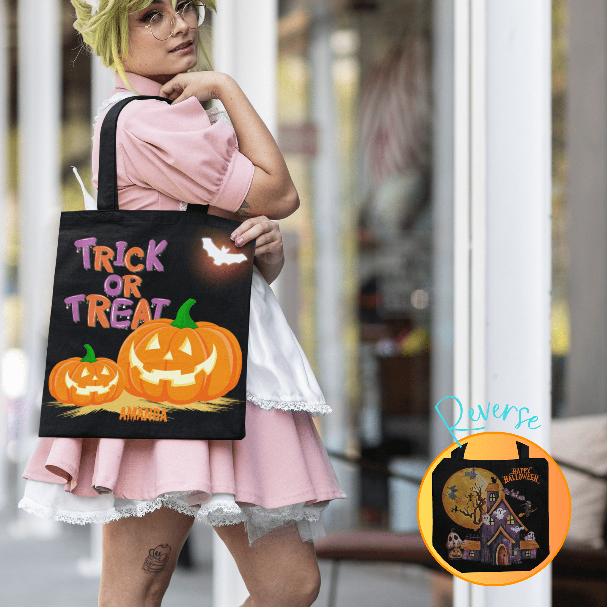 HALLOWEEN LOOT BAG | ADD-A-NAME | TRICK or TREAT | 3 SIZES