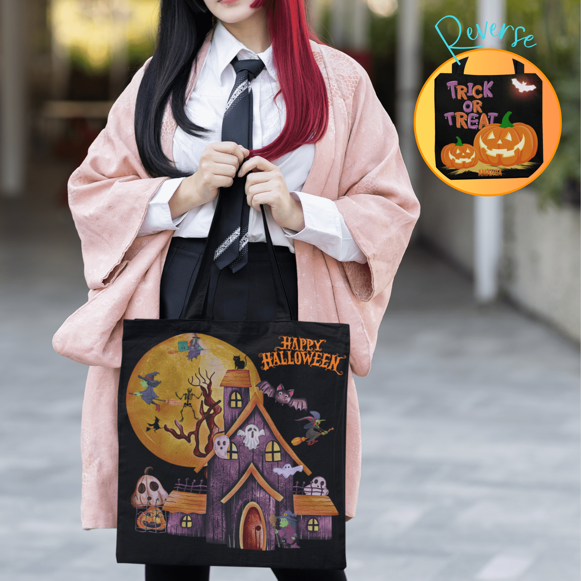 HALLOWEEN LOOT BAG | ADD-A-NAME | TRICK or TREAT | 3 SIZES