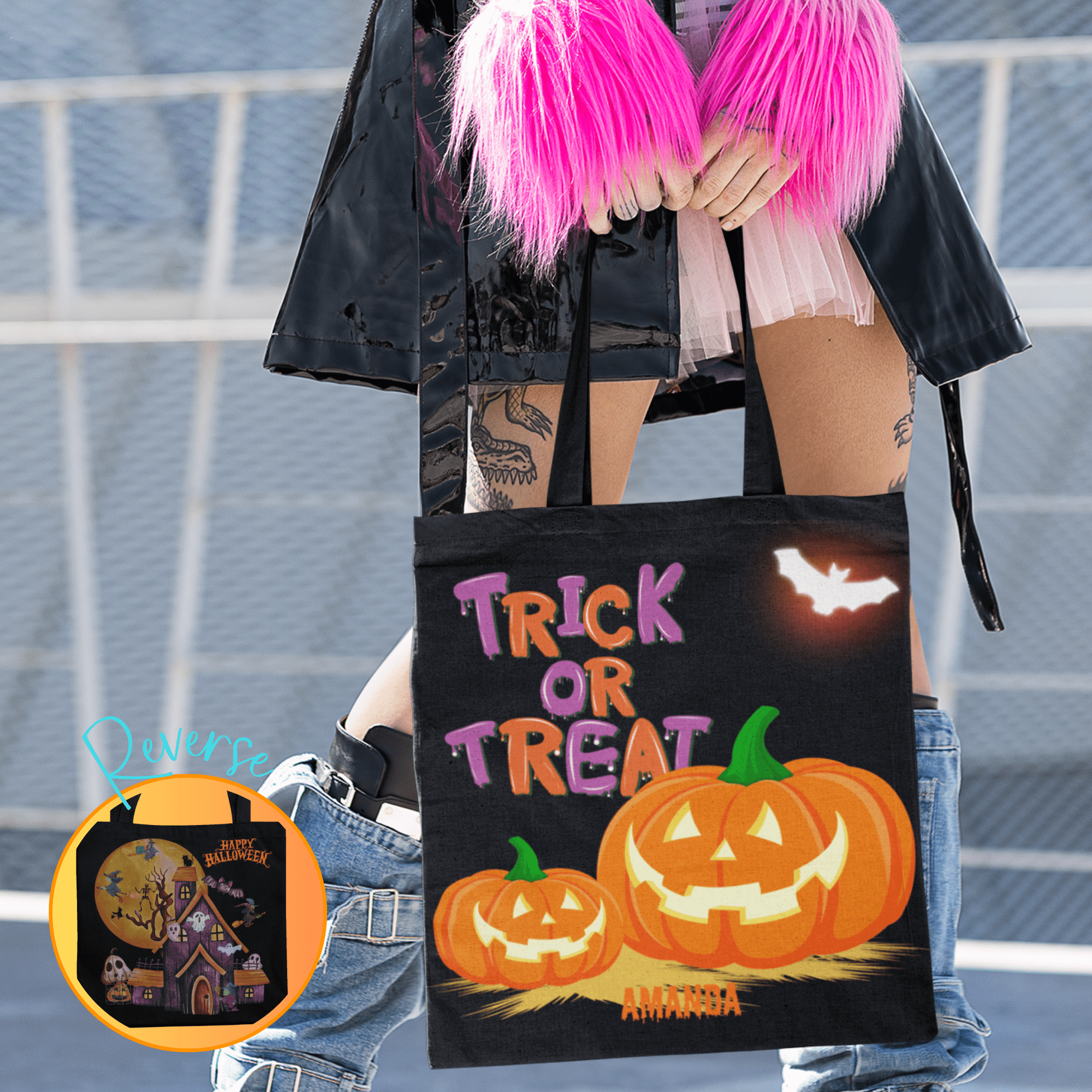 HALLOWEEN LOOT BAG | ADD-A-NAME | TRICK or TREAT | 3 SIZES