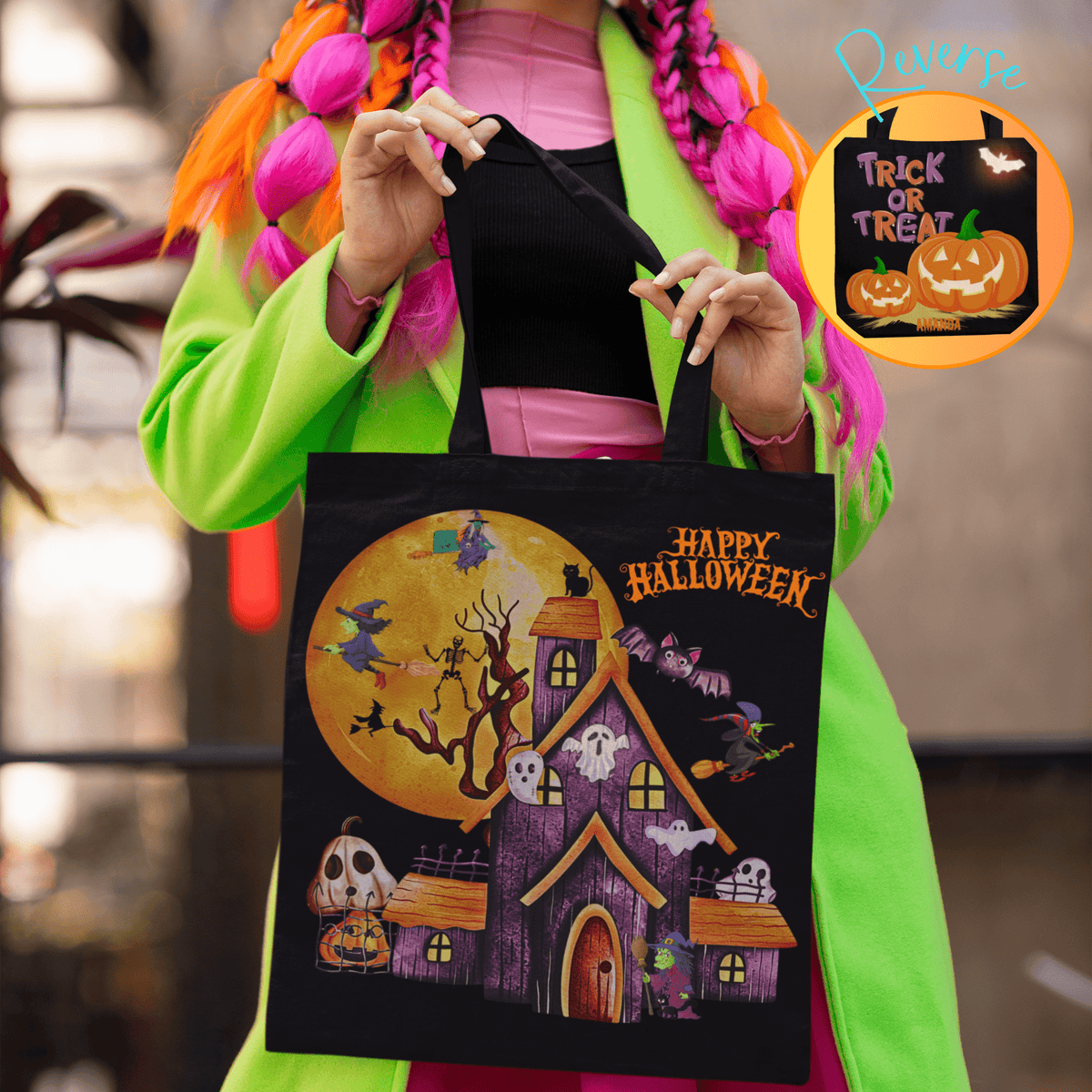 HALLOWEEN LOOT BAG | ADD-A-NAME | TRICK or TREAT | 3 SIZES