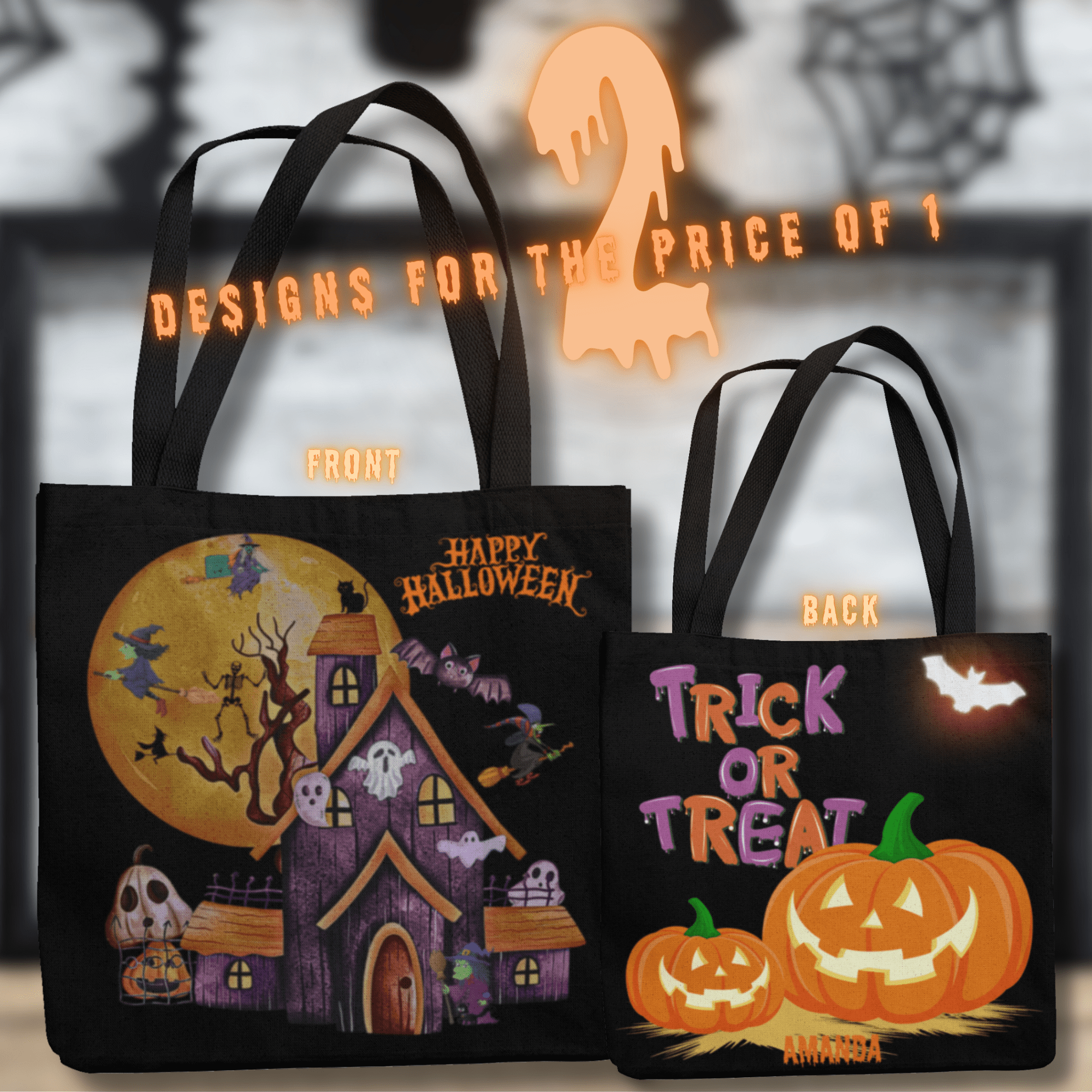 HALLOWEEN LOOT BAG | ADD-A-NAME | TRICK or TREAT | 3 SIZES