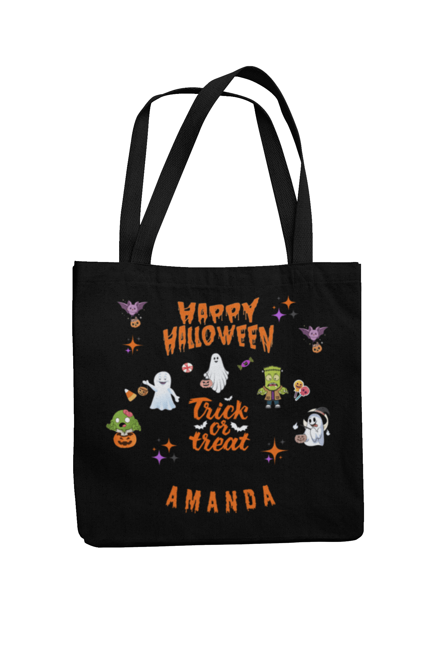 HALLOWEEN TOTE BAG | ADD-A-NAME | TRICK or TREAT | 3 SIZES