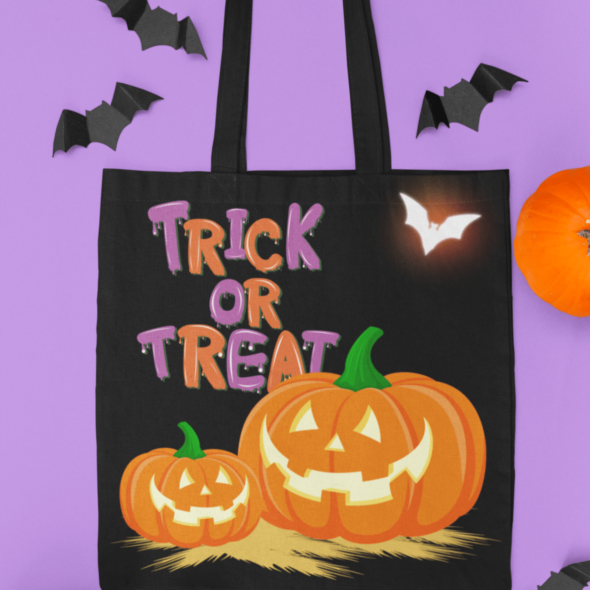 HALLOWEEN TOTE BAG | ADD-A-NAME | TRICK or TREAT | 3 SIZES