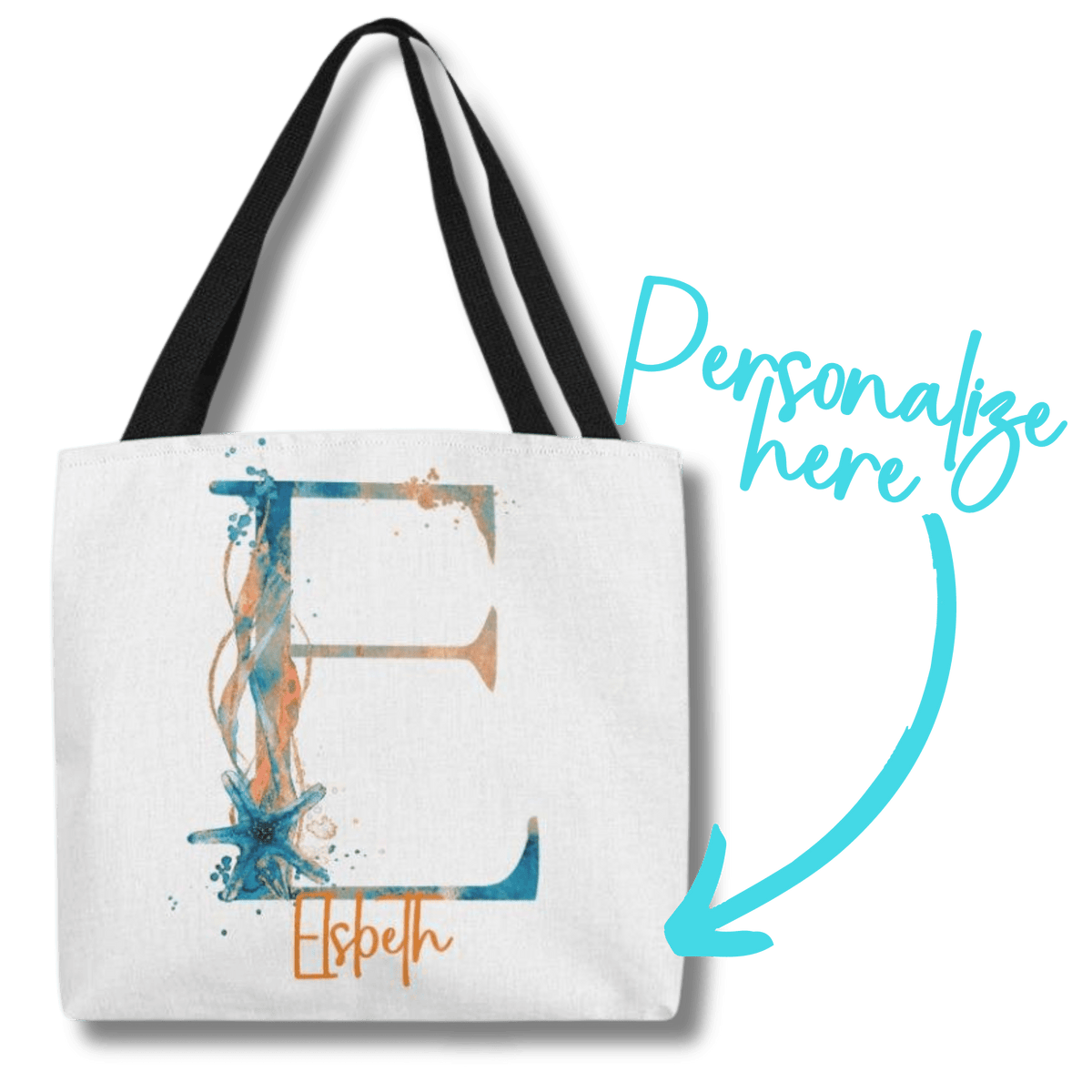 PERSONALIZABLE TOTE BAG | MONOGRAM - E | PERFECT GIFT for CO-WORKER, TEACHER, YOU