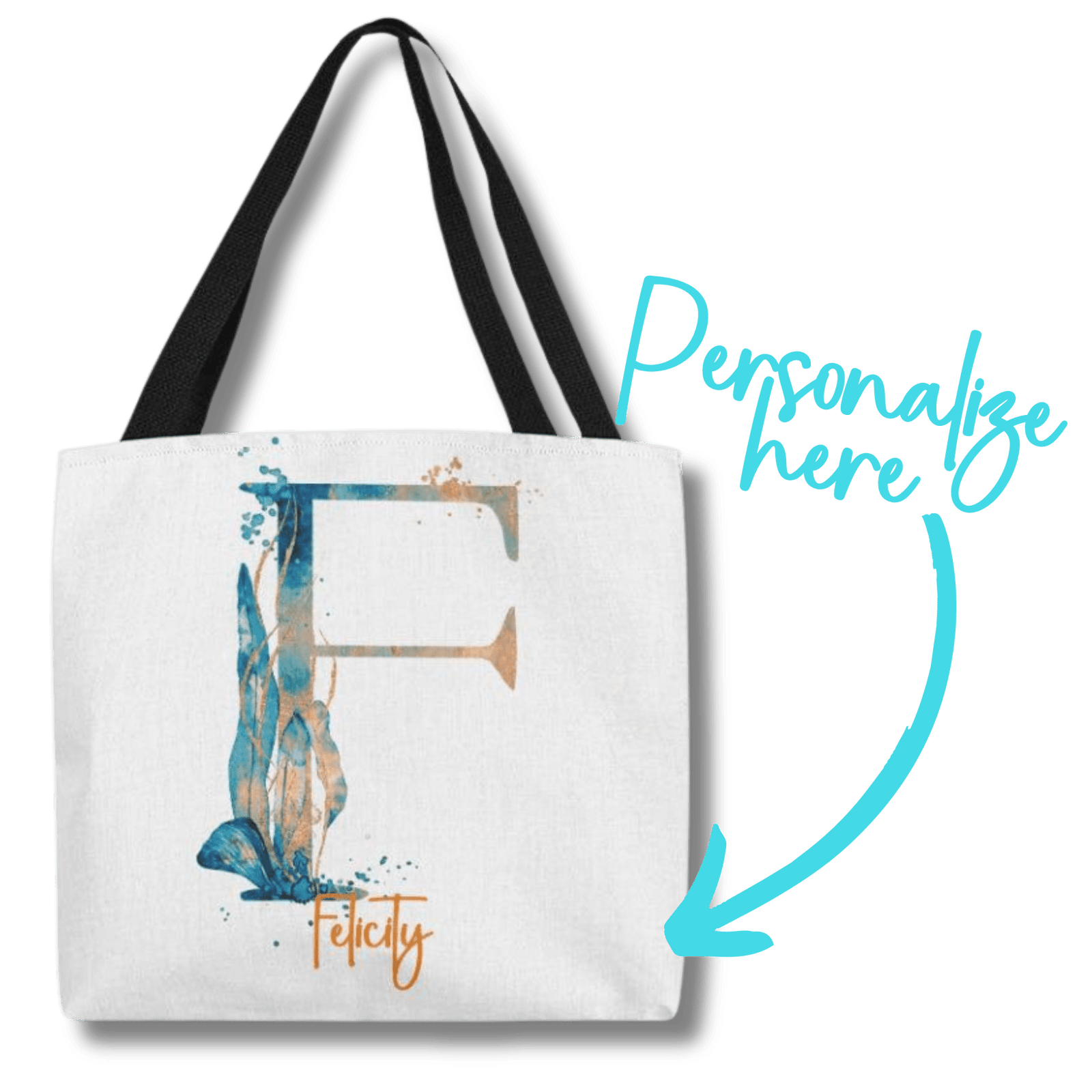PERSONALIZABLE TOTE BAG | MONOGRAM - F | PERFECT GIFT for BFF, SISTER, CO-WORKER