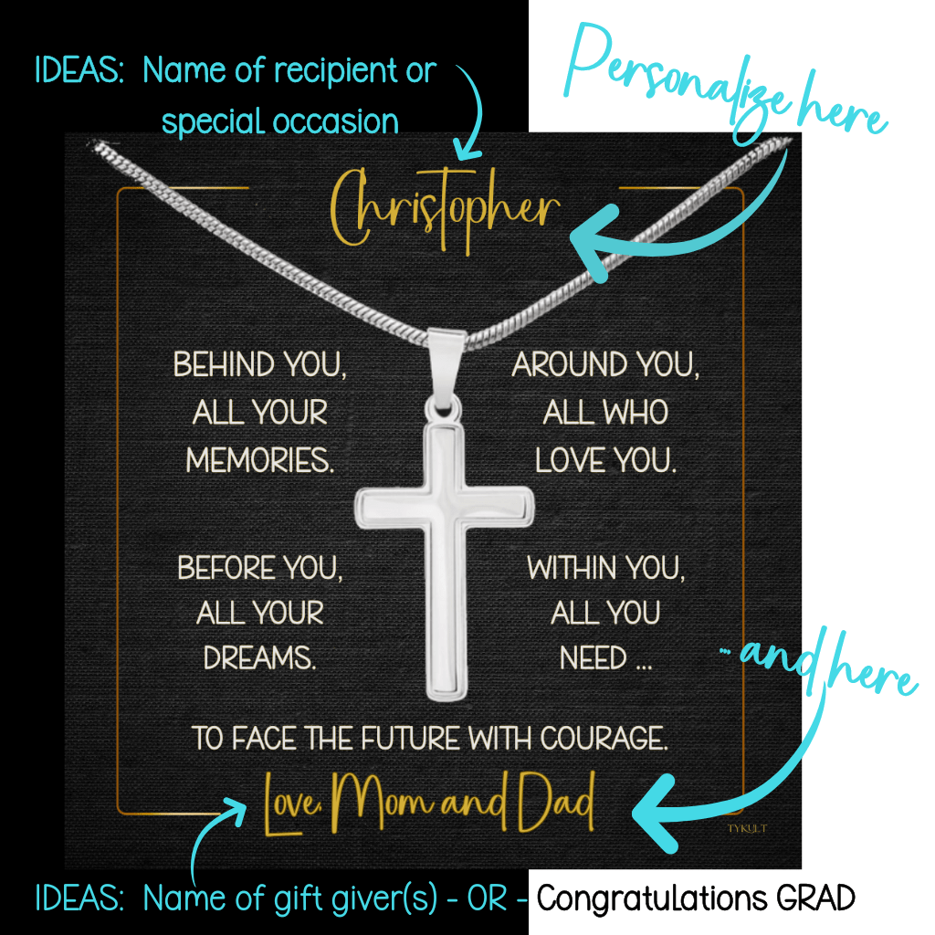 UNISEX - GIFT | Artisan-crafted CROSS NECKLACE with PERSONALIZABLE message