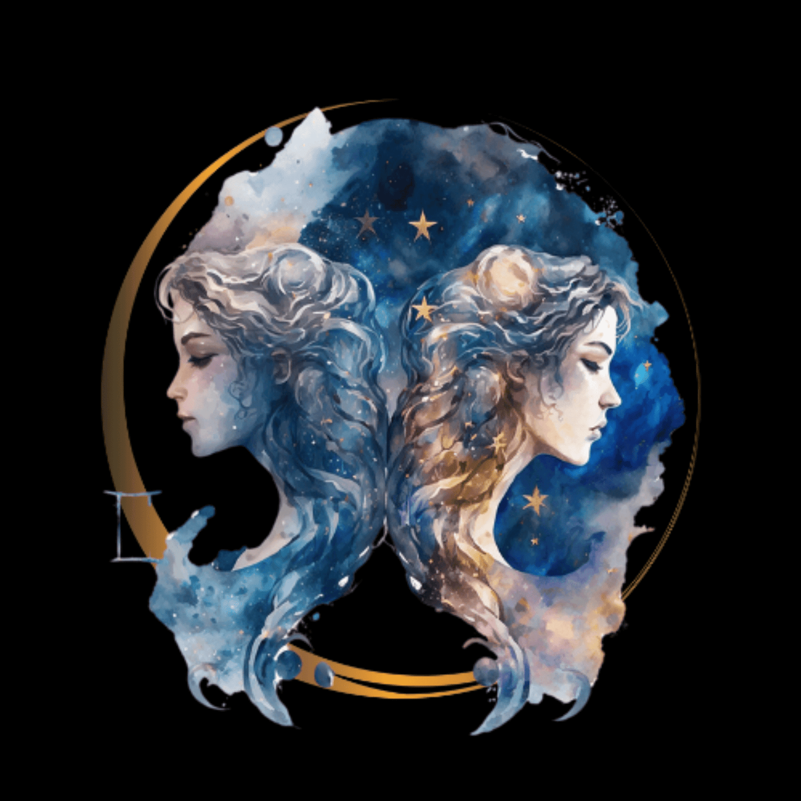 Gemini-themed personalized journal with gold and watercolor goat design, showcasing the zodiac sign's traits and dates.