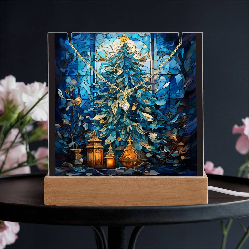 TREE 4 | 2-for-1 Backlit Christmas Plaque with Alluring Beauty Necklace
