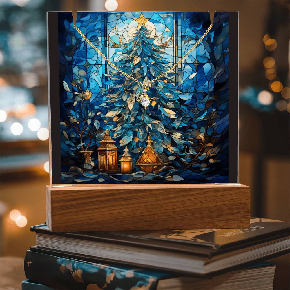 TREE 4 | 2-for-1 Backlit Christmas Plaque with Alluring Beauty Necklace
