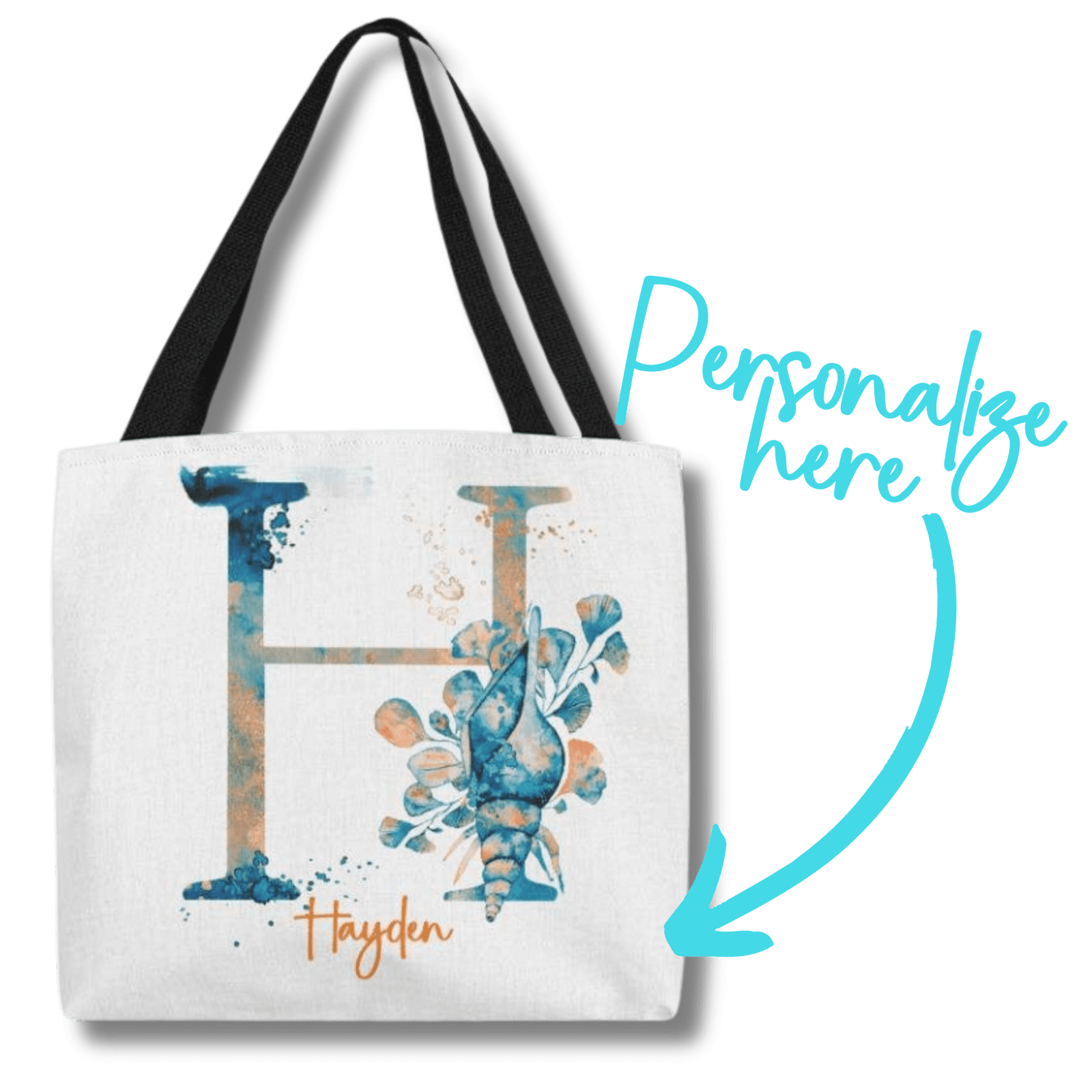 PERSONALIZABLE TOTE BAG | MONOGRAM - H | PERFECT GIFT for YOU, CO-WORKER, BFF