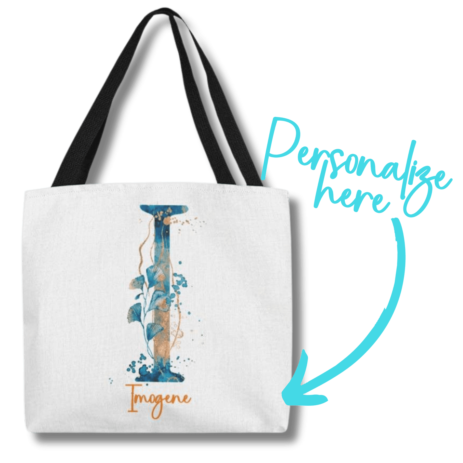 PERSONALIZABLE TOTE BAG | MONOGRAM - I | PERFECT GIFT for GRANDMA, SISTER, TEACHER