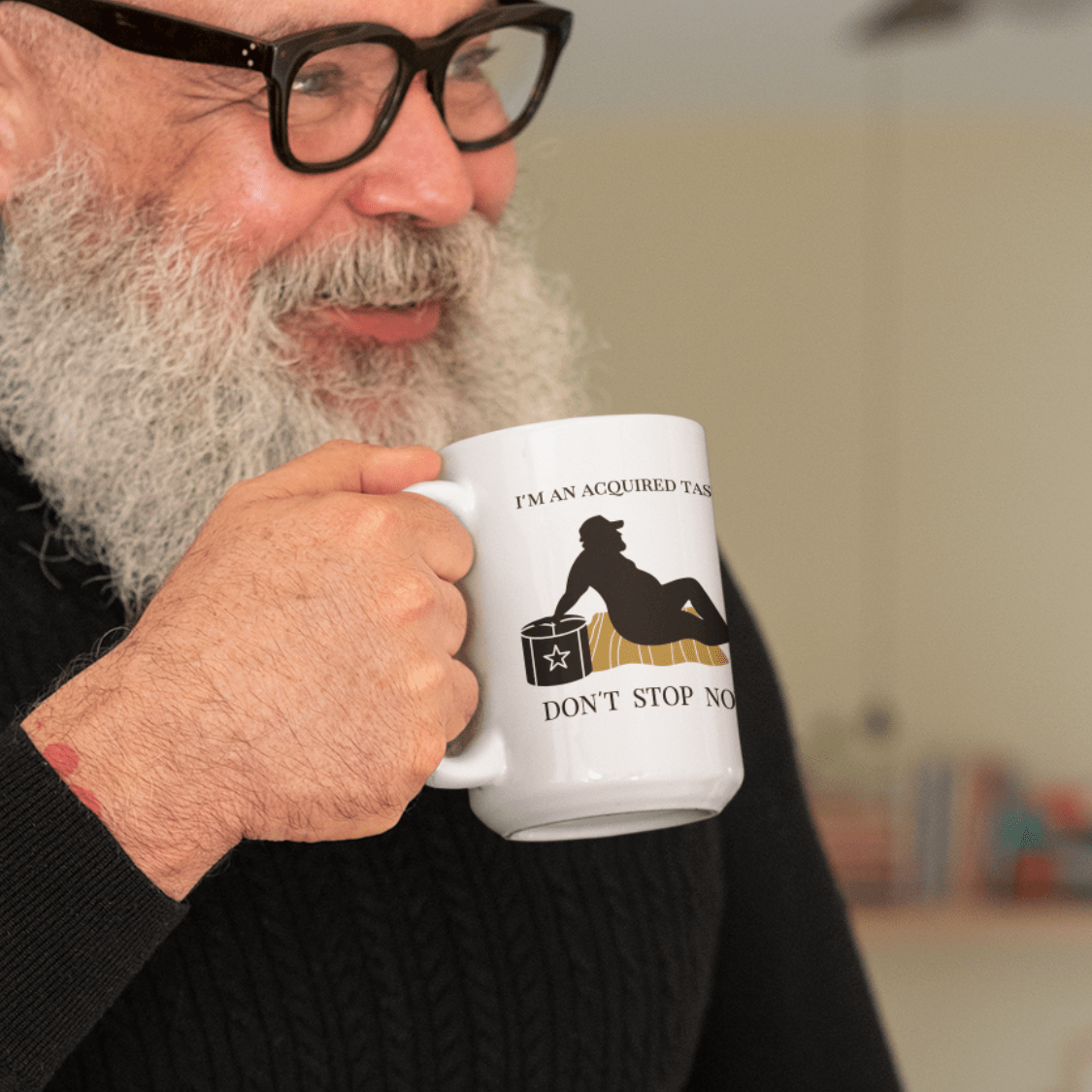 15 OZ NAUGHTY MUG - FUN GAG GIFT for HIM - I'M AN ACQUIRED TASTE