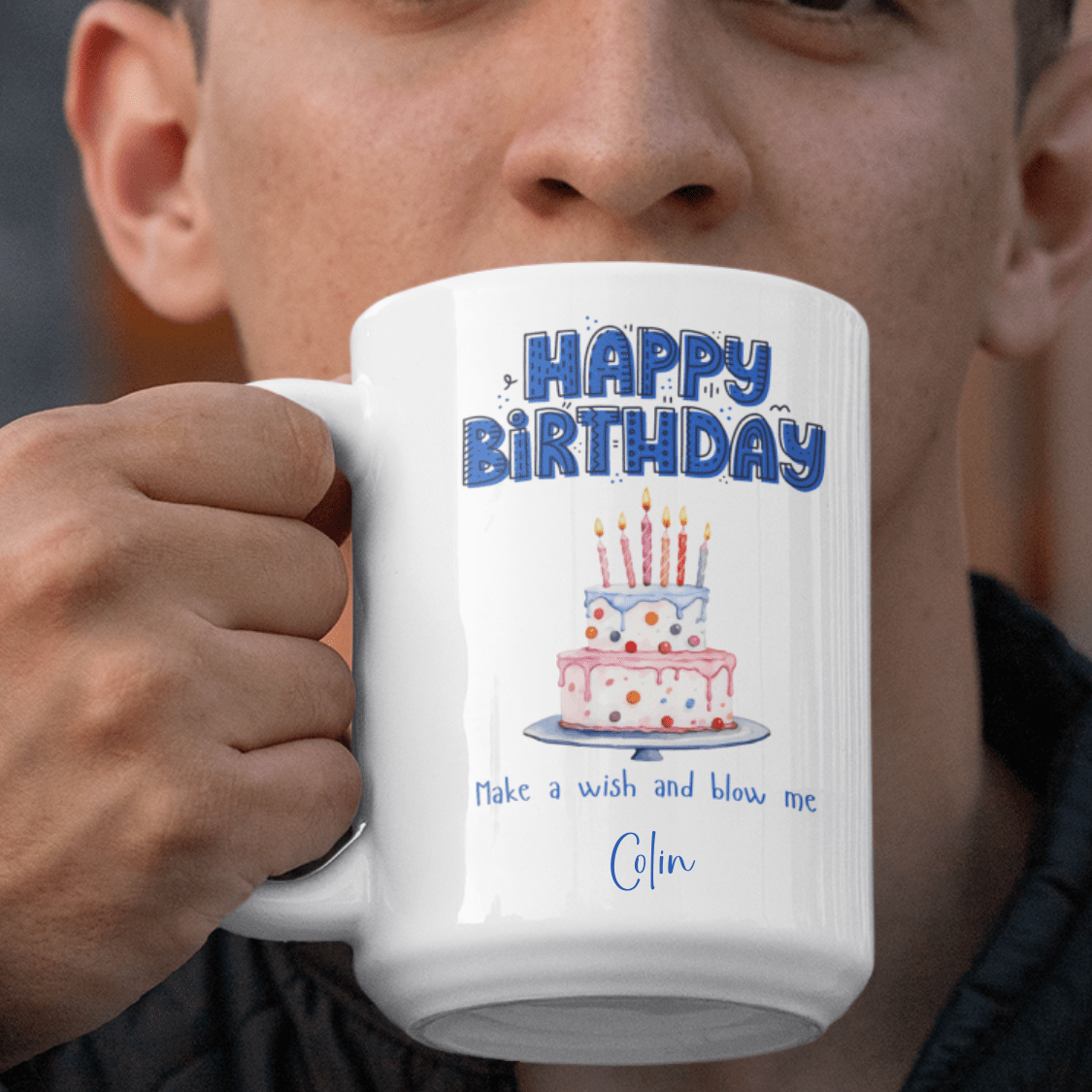HAPPY BIRTHDAY - BLOW | 18+ | PERSONALIZABLE 15oz Two Tone MUG