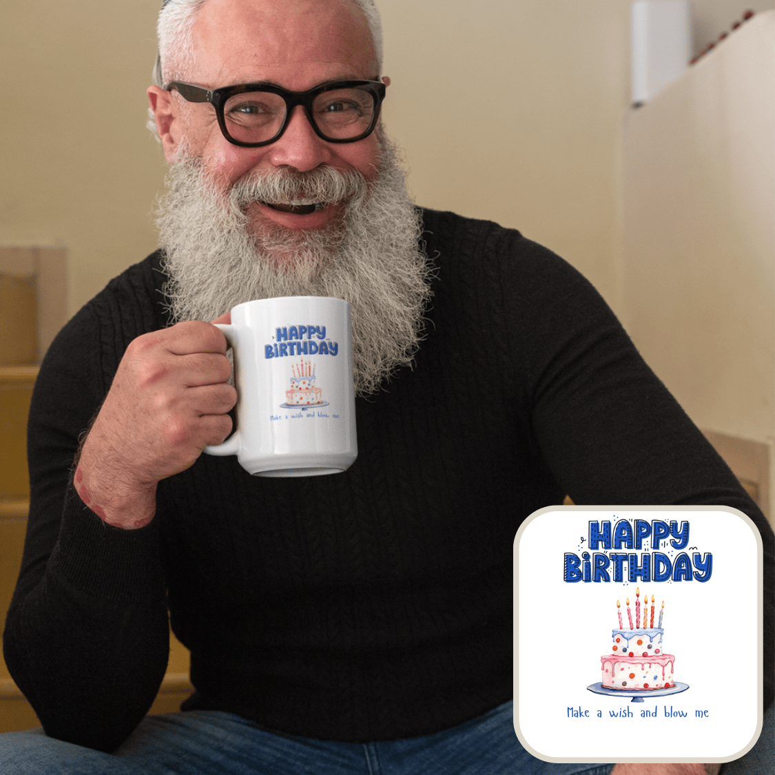 HAPPY BIRTHDAY - BLOW | 18+ | PERSONALIZABLE 15oz Two Tone MUG