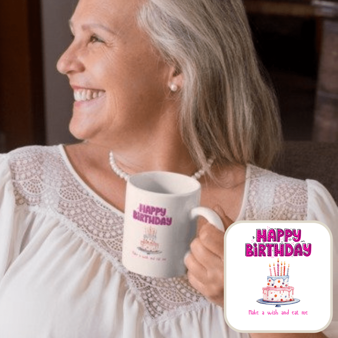HAPPY BIRTHDAY - EAT | 18+ | PERSONALIZABLE 15oz Two Tone MUG