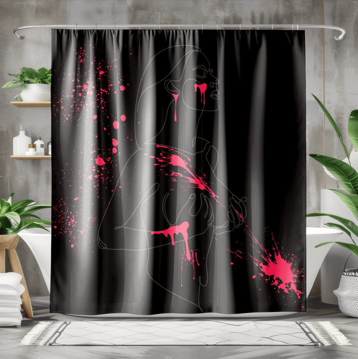 SUBTLE EROTICA - FLUIDITY | 18+ | SHOWER CURTAIN with Red Accents