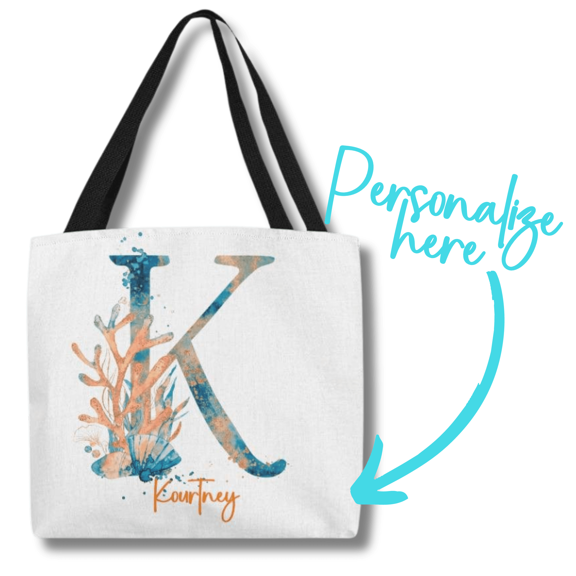 PERSONALIZABLE TOTE BAG | MONOGRAM - K | PERFECT GIFT FOR WIFE, SISTER, CO-WORKER