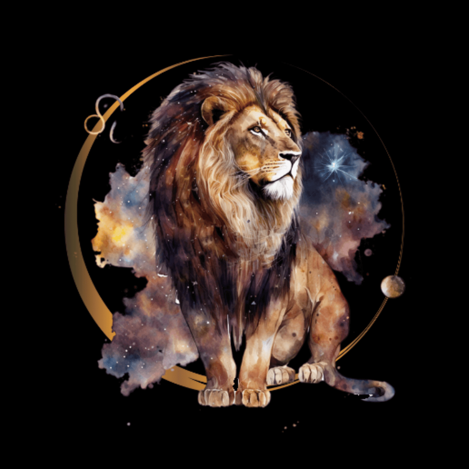 Leo-themed personalized journal with gold and watercolor goat design, showcasing the zodiac sign's traits and dates