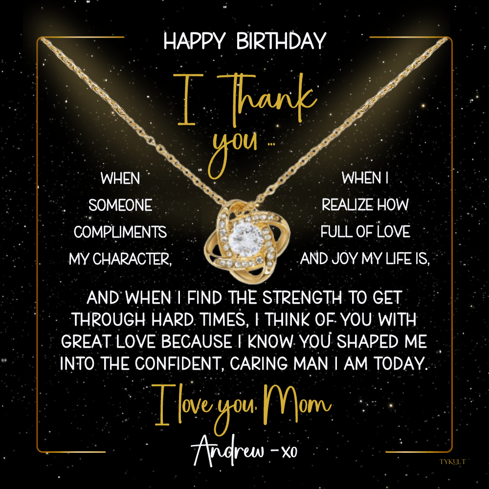 HAPPY BIRTHDAY or MOTHER'S DAY from SON | Love Knot Necklace with PERSONALIZABLE Message
