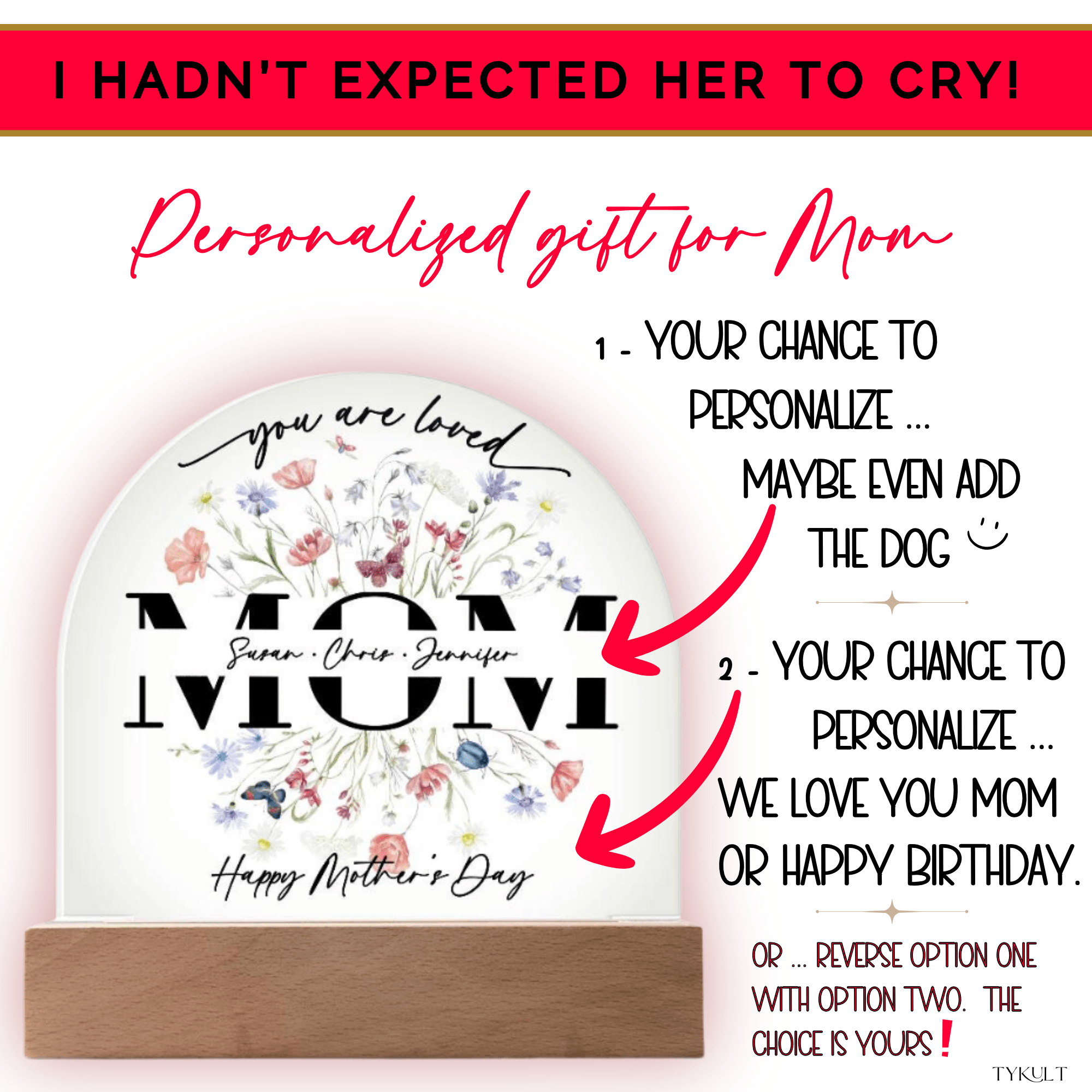 MOM | YOU ARE LOVED | Acrylic Plaque | Mother's Day or Birthday Gift | PERSONALIZABLE
