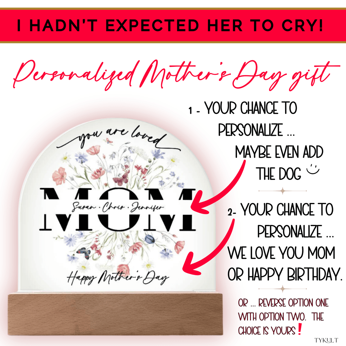 MOM | YOU ARE LOVED | Personalizable Acrylic Plaque | Mother's Day or Birthday Gift