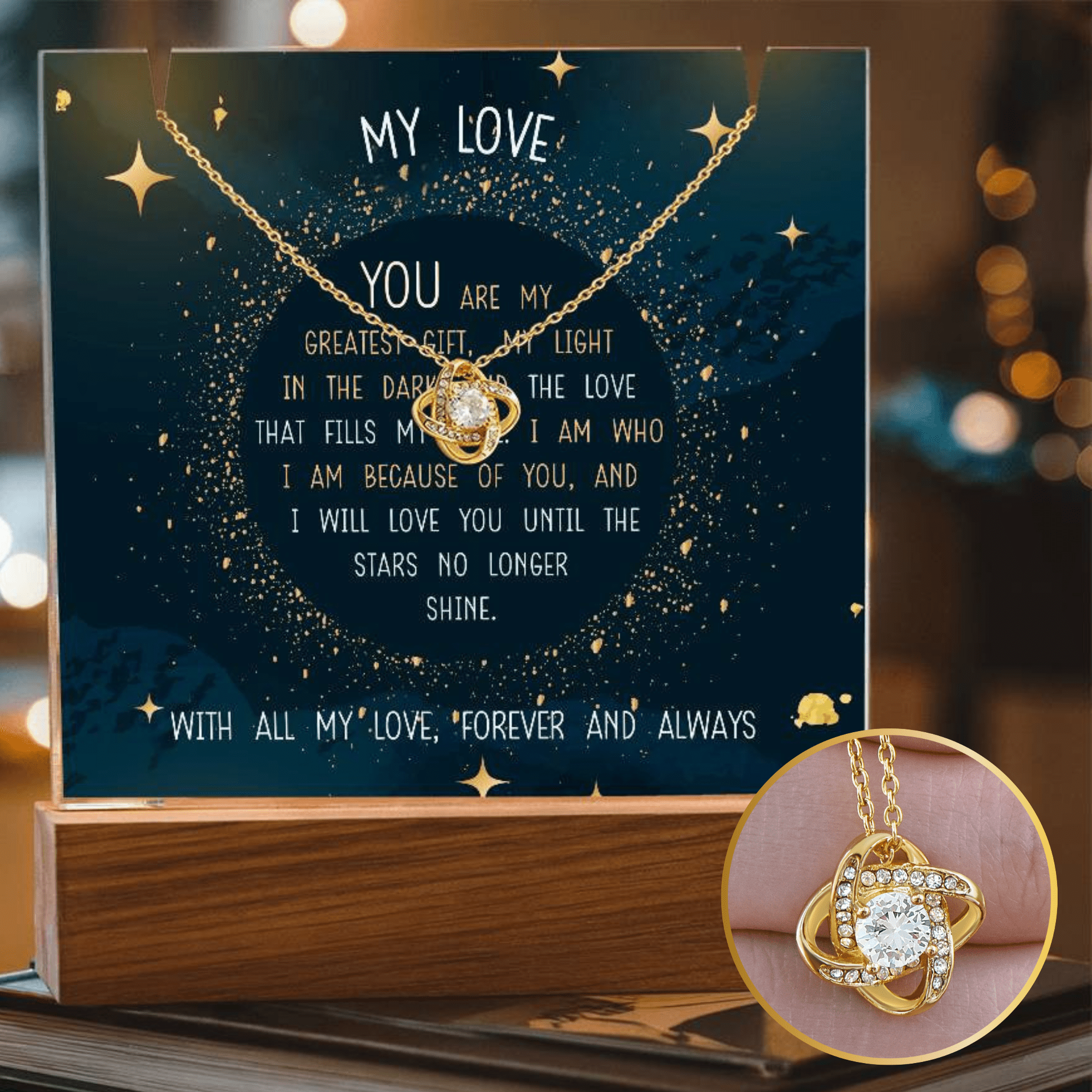 YOU ARE MY GREATEST GIFT | 2-for-1 LED Mood Light with Love Knot Necklace