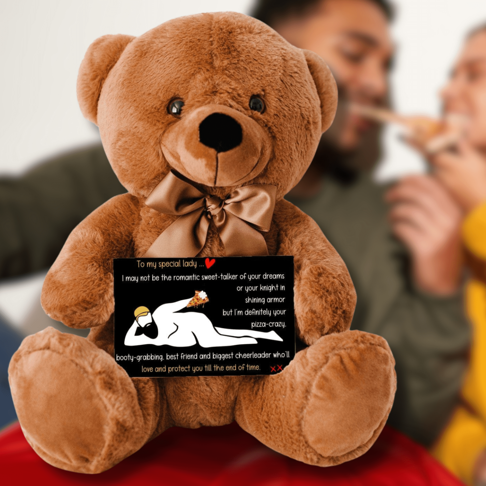 Teddy with PIZZA-CRAZY message | Hilarious and Romantic Gift for Her