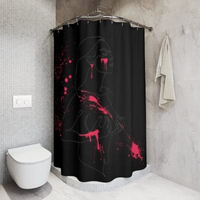 SUBTLE EROTICA - FLUIDITY | 18+ | SHOWER CURTAIN with Red Accents