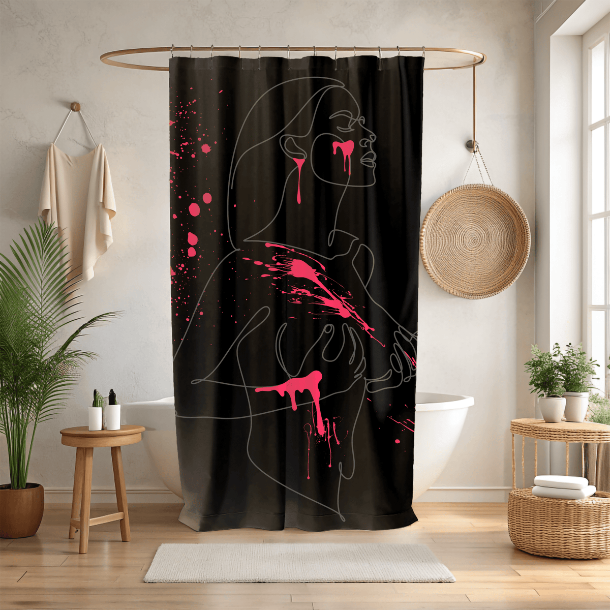 SUBTLE EROTICA - FLUIDITY | 18+ | SHOWER CURTAIN with Red Accents