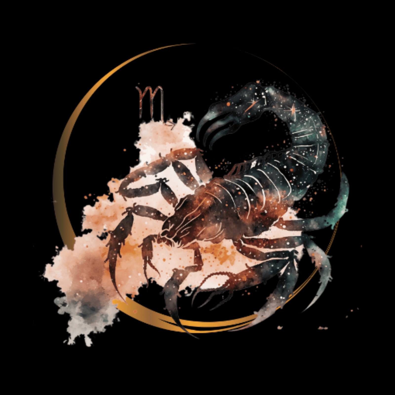 Scorpio zodiac journal with a sleek black UltraHyde hardcover, gold-accented design, and personalized name option