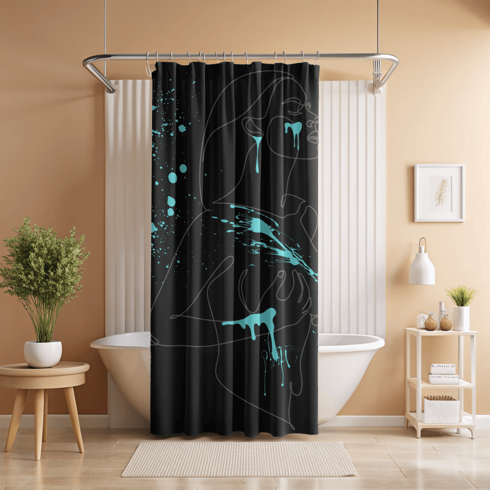 SUBTLE EROTICA - FACIAL | 18+ | SHOWER CURTAIN with Turquoise Accents