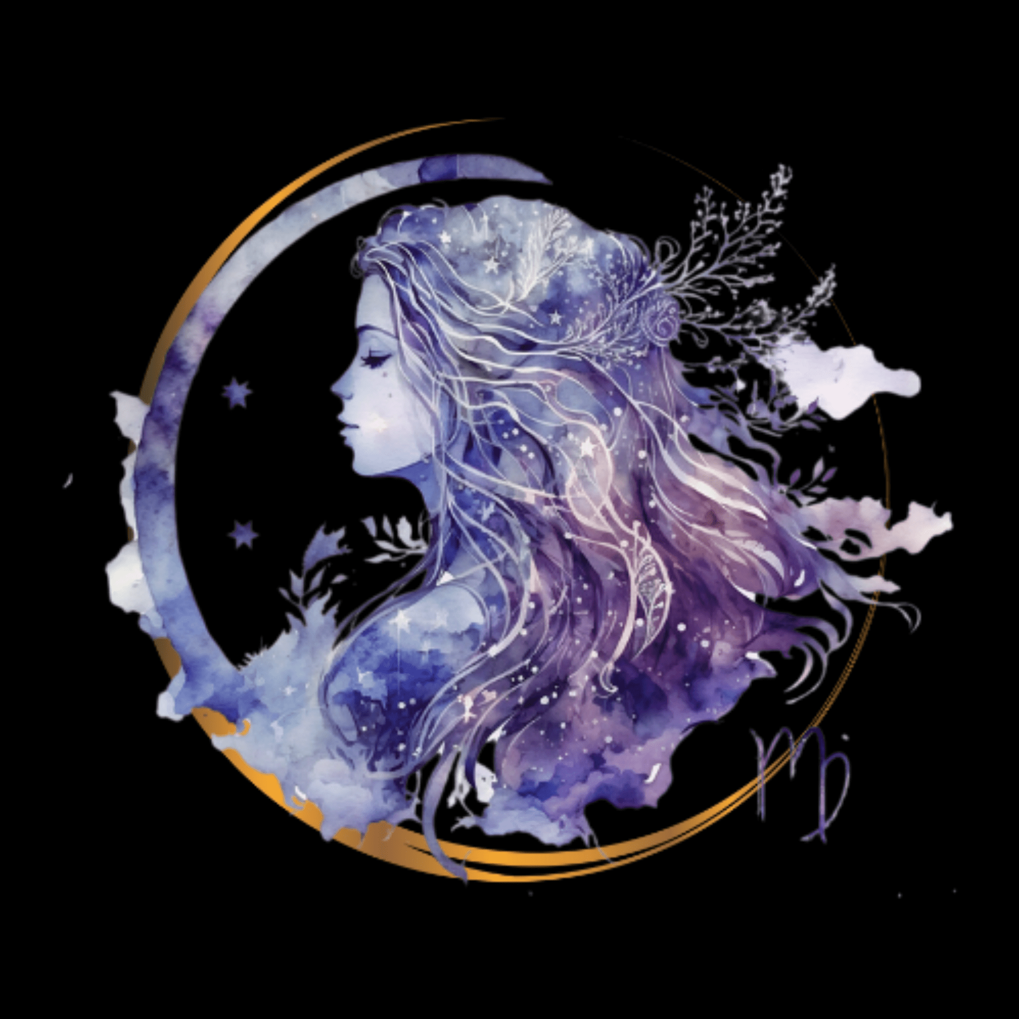 Vibrant Virgo zodiac sign featuring a cosmic Maiden  with a celestial background