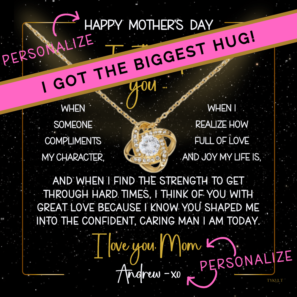 HAPPY BIRTHDAY or MOTHER'S DAY from SON | Love Knot Necklace with PERSONALIZABLE Message