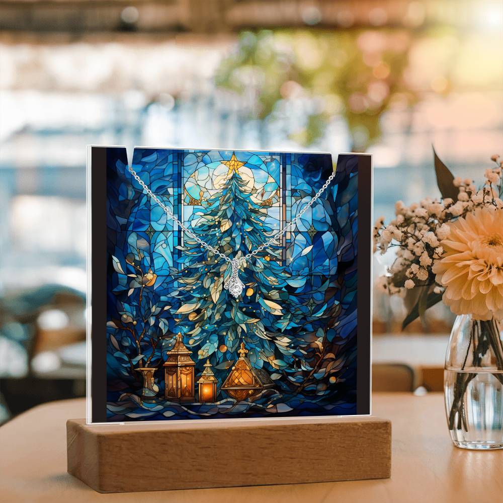 TREE 4 | 2-for-1 Backlit Christmas Plaque with Alluring Beauty Necklace