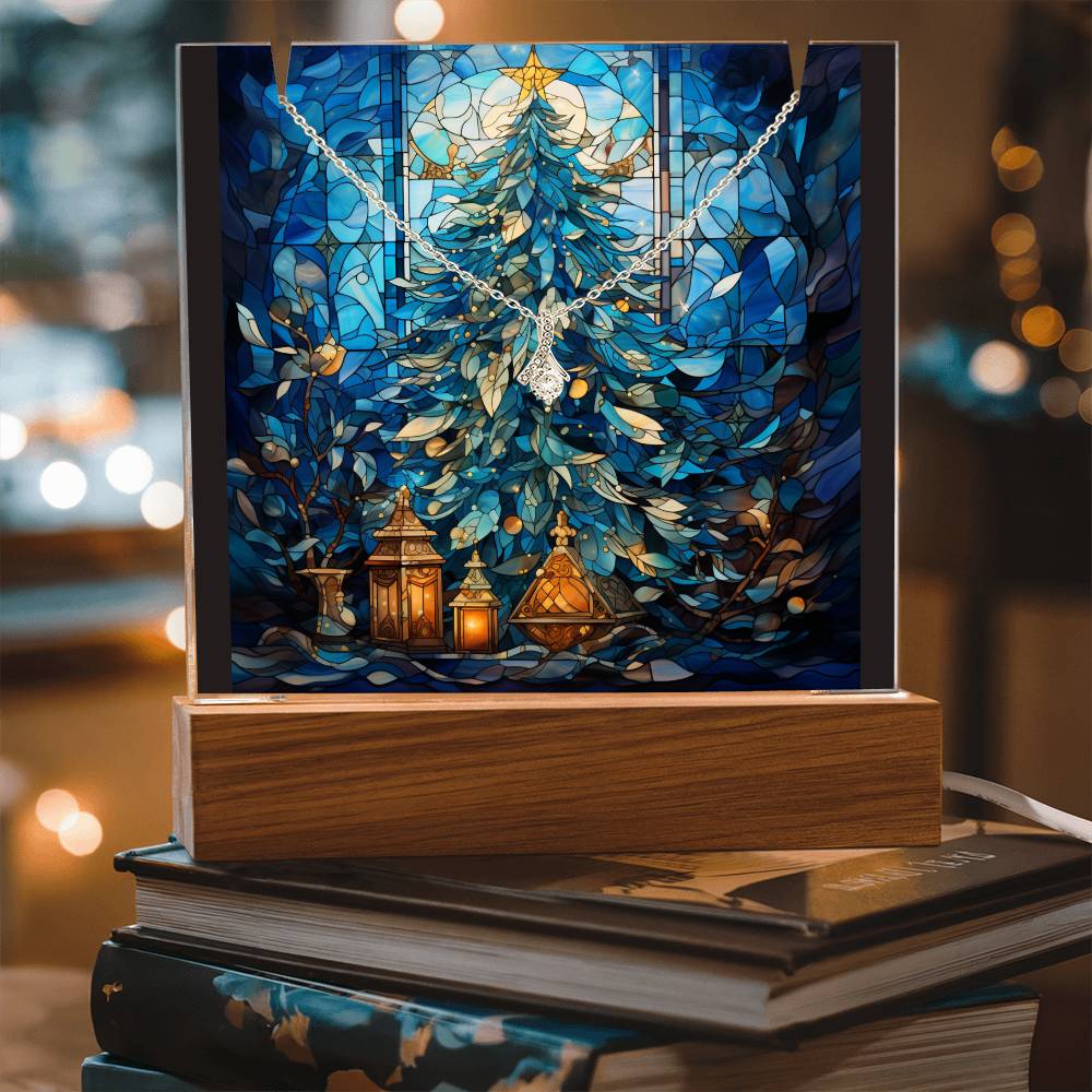 TREE 4 | 2-for-1 Backlit Christmas Plaque with Alluring Beauty Necklace
