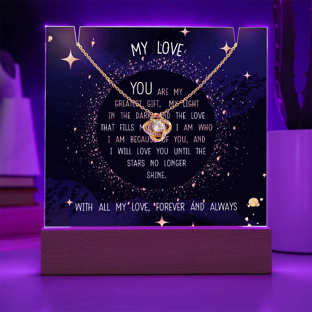 YOU ARE MY GREATEST GIFT | 2-for-1 LED Mood Light with Love Knot Necklace