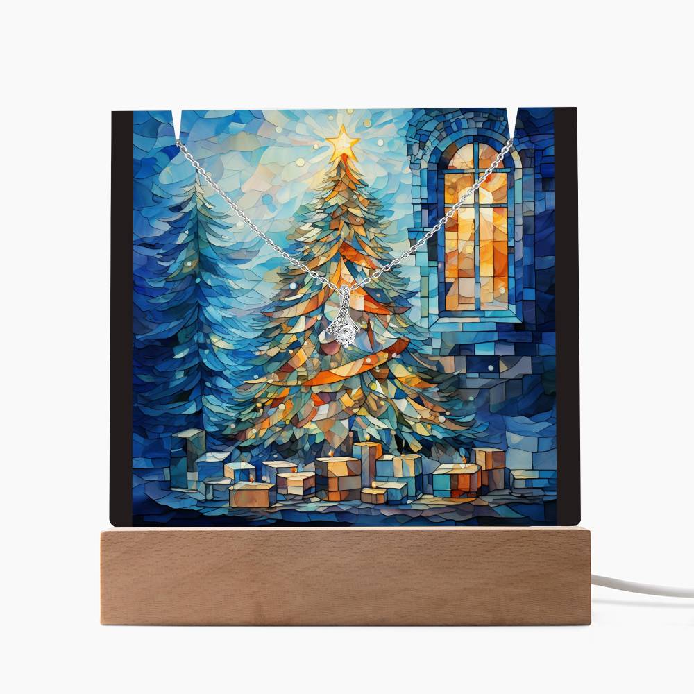 TREE 5 | 2-for-1 Backlit Christmas  Plaque with Alluring Beauty Necklace