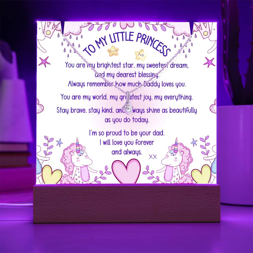 TO MY LITTLE PRINCESS - LOVE DAD - LED NIGHTLIGHT and NECKLACE