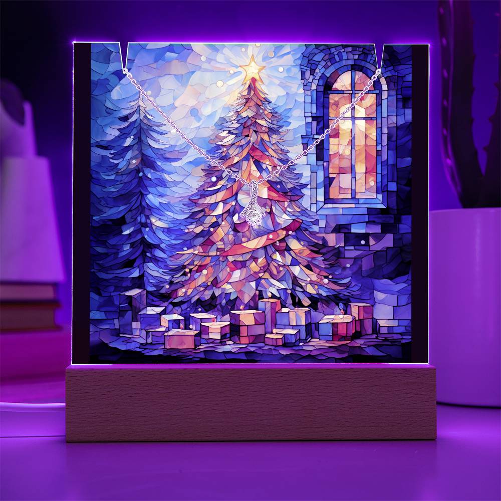 TREE 5 | 2-for-1 Backlit Christmas  Plaque with Alluring Beauty Necklace