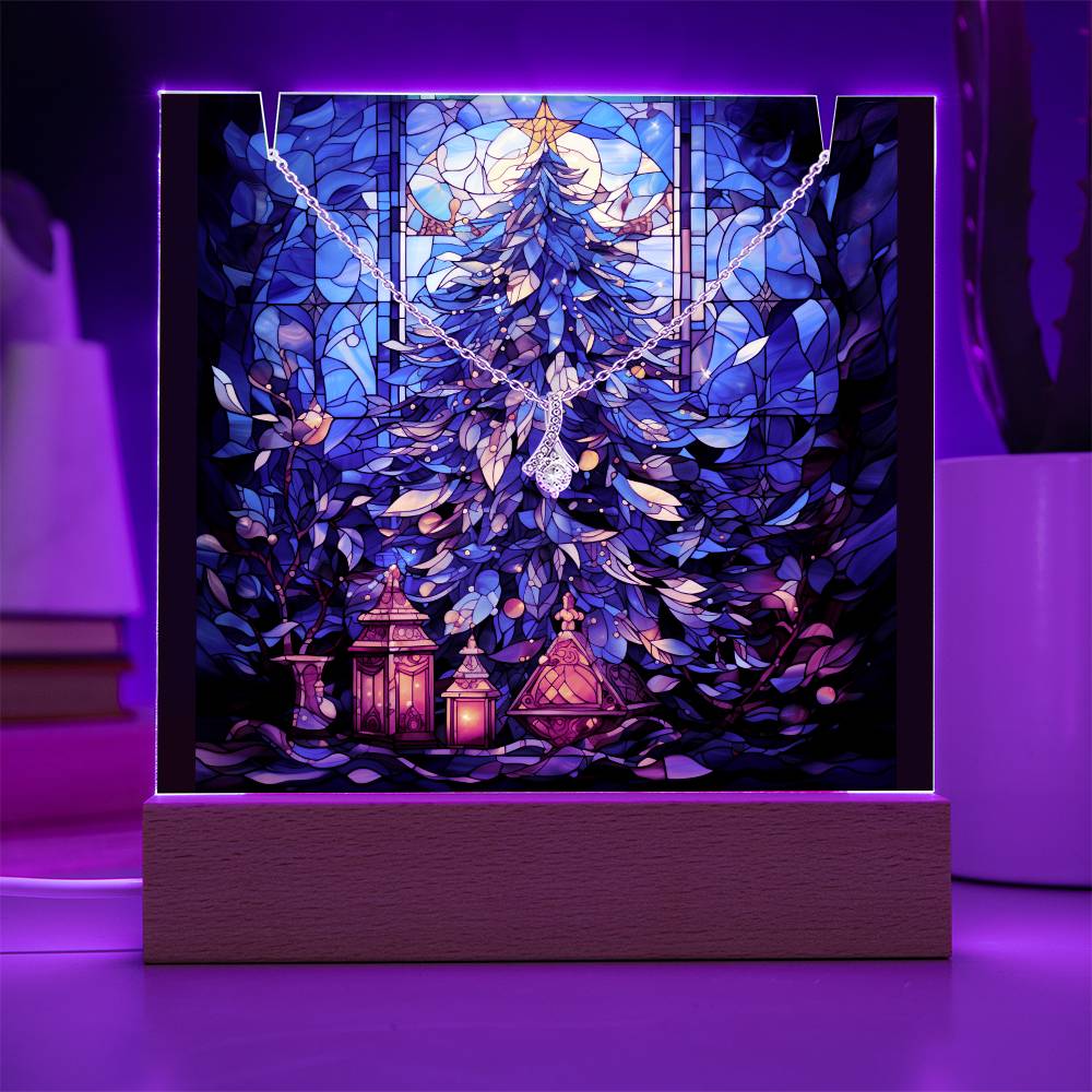 TREE 4 | 2-for-1 Backlit Christmas Plaque with Alluring Beauty Necklace