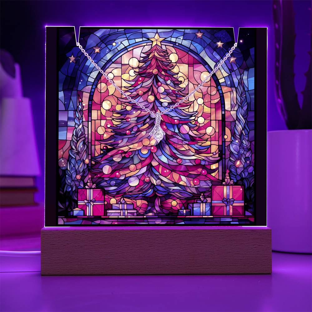 TREE 1 | 2-for-1 Backlit Christmas Plaque with Alluring Beauty Necklace